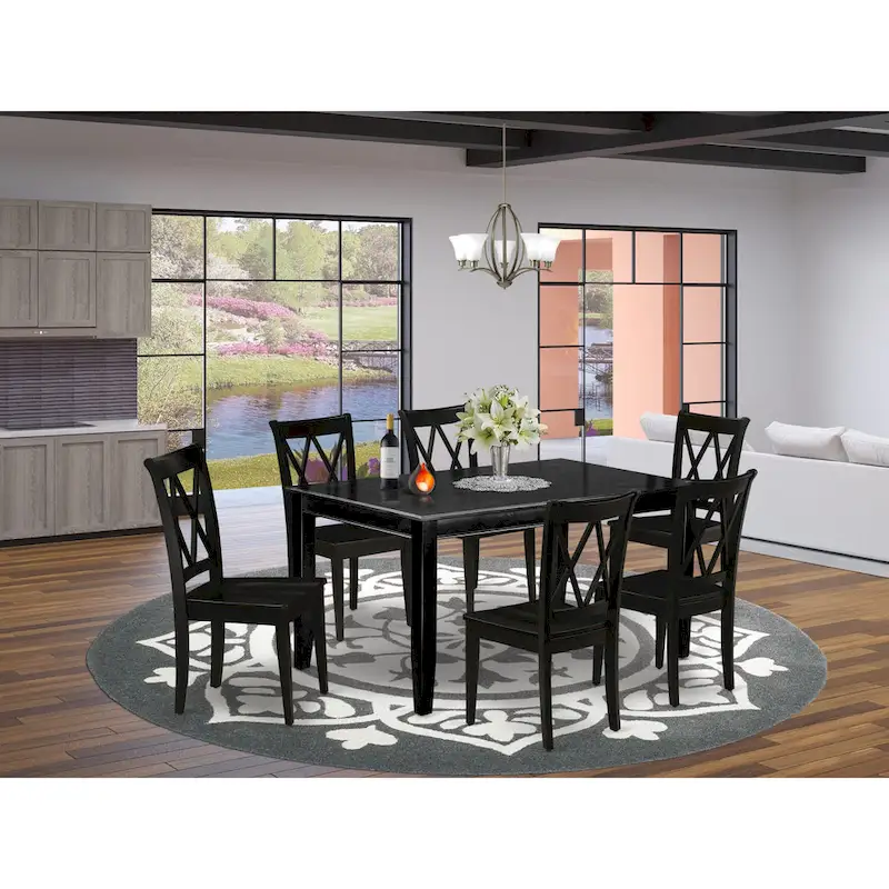 Dining Room Table with Rectangle Kitchen Table and Dining Chairs, Black