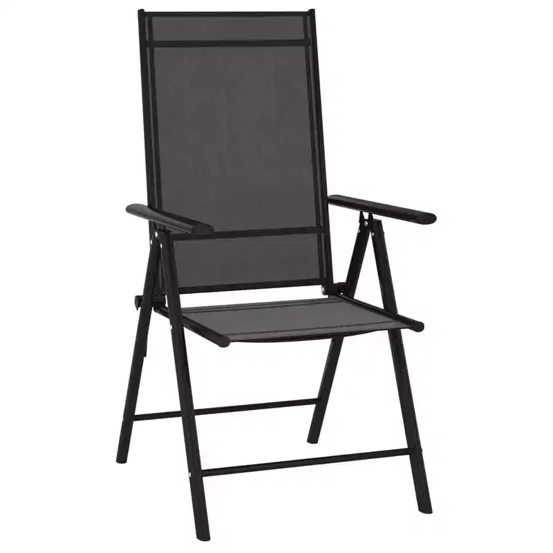 vidaXL Garden Lounge Set Black and Charcoal Aluminum, Textilene Medium - Anthracite