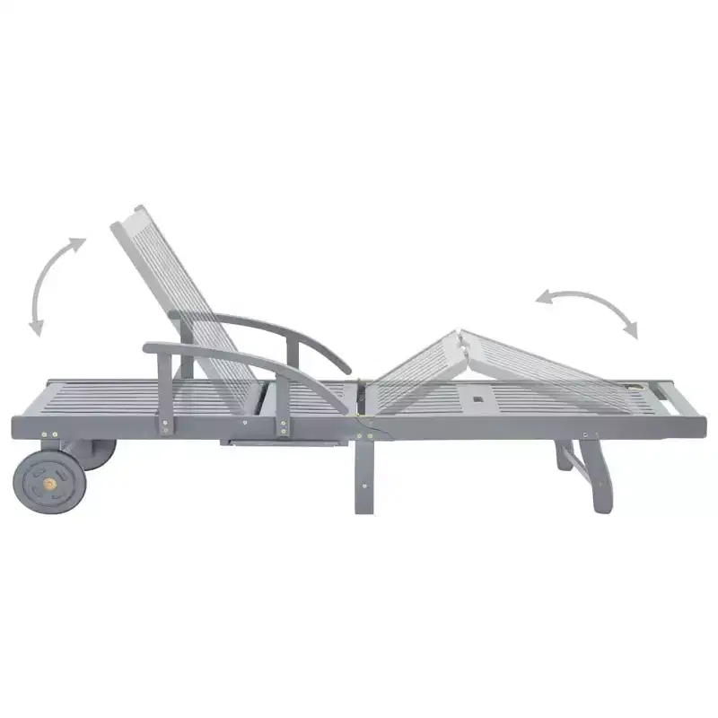 vidaXL Sunlounger Grey Solid acacia wood Extra Long