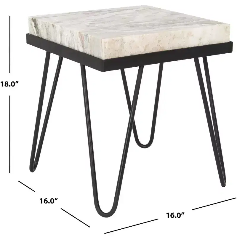 Stone Top Accent Table Multi Grey/Black