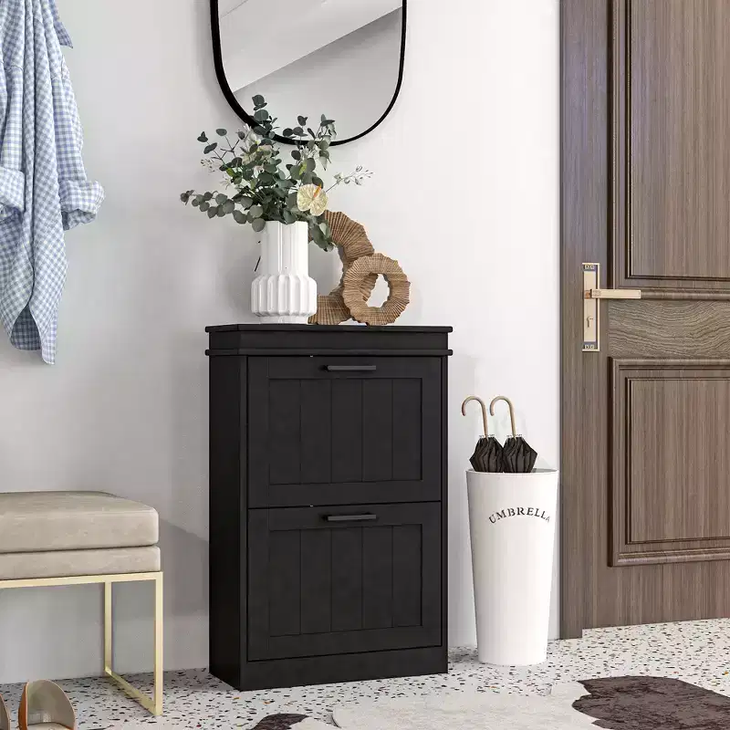 Shoe Cabinet, Shoe Storage with 2 Flip Drawers and Adjustable Shelves for 10 Pairs of Shoes, Shoe Organizer for Entryway, Hallway
