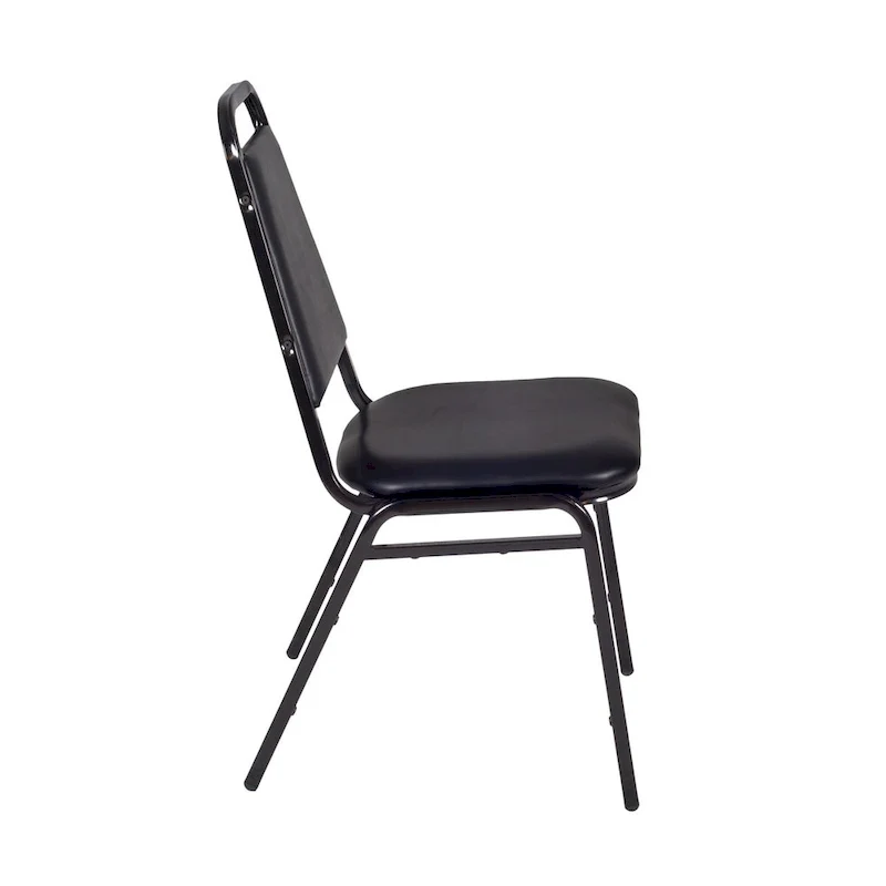 Kahlo 48 Square Breakroom Table- Maple/ Black & 4 Restaurant Stack Chairs- Black