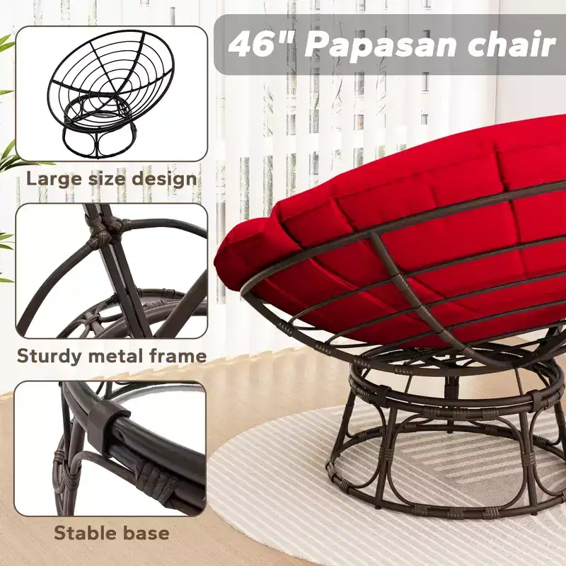 Papasan Patio Chair with Cushions