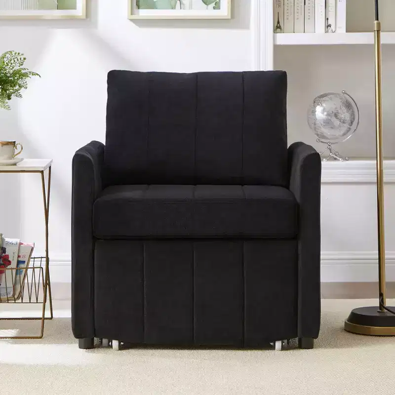 GDFStudio Frank 31.5 Upholstered Convertible Sleeper Sofa with Adjustable Backrest