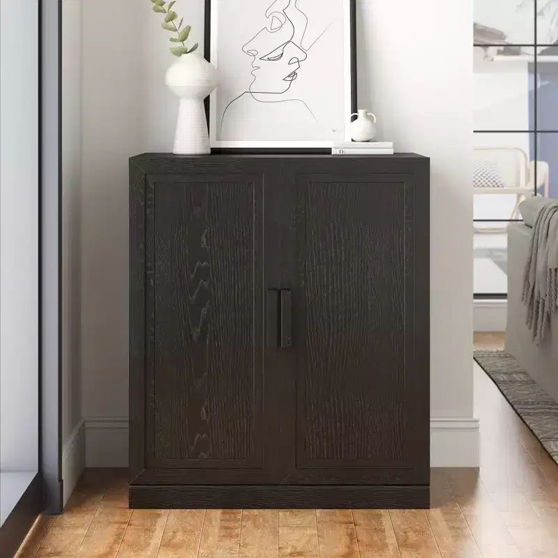 36x31x16 Wood Accent Cabinet with Adjustable Shelves in Black