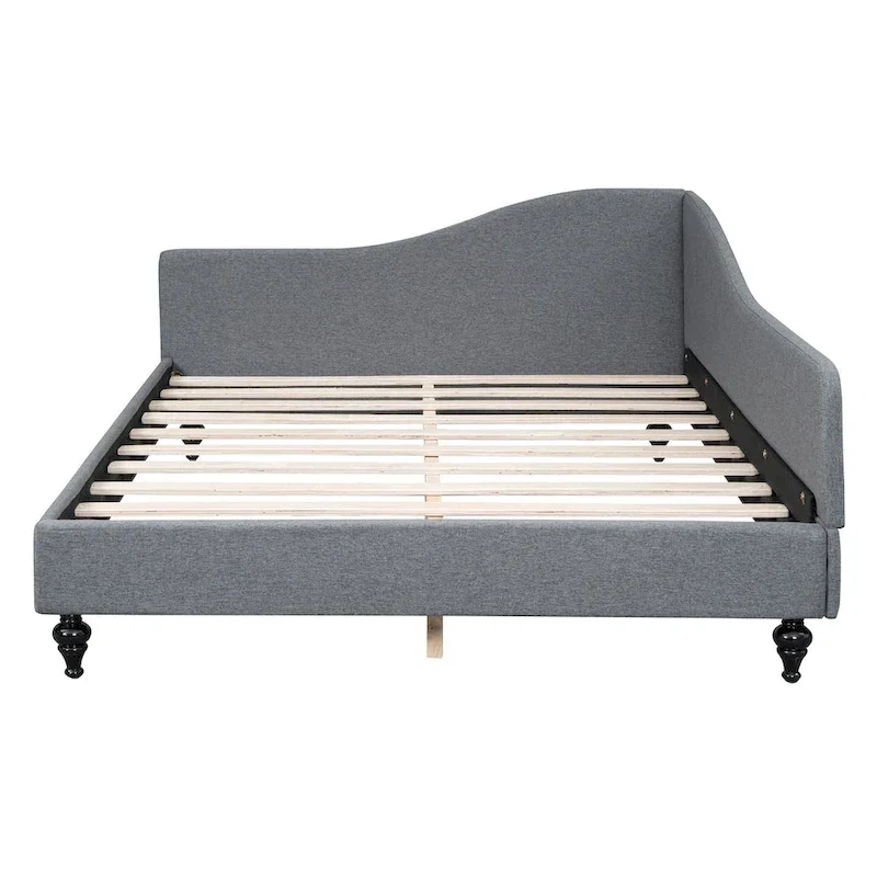 L-Shaped Semi-Enclosed Daybed with Solid Wood Legs