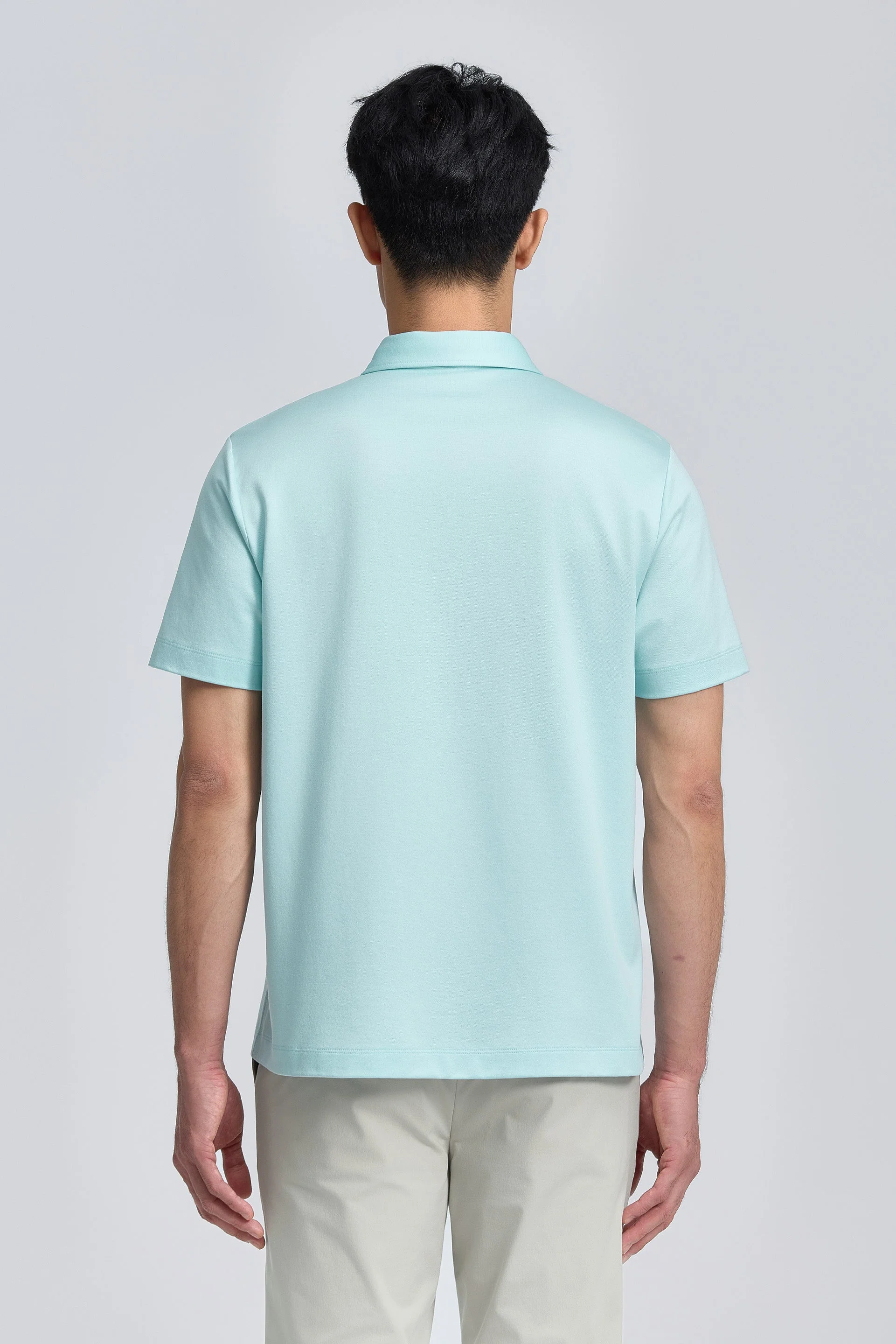 Cotton-Silk Jacquard Polo – Iced Aqua
