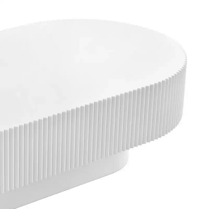 Oval Coffee Table with Fluted Base for Living Room