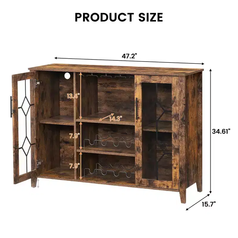 Wine Cabinet with Storage & Light, Bar Cabinets for Home C Liquor Cabinet Bar for Home, Coffee Cabinet with Glass Rack