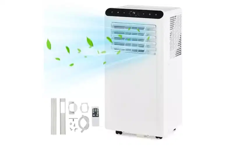 GustoWave 10000 BTU Portable AC 3-in-1 Cooling Dehumidifier Sleep Remote Quiet Black Panel Bedroom Office Apartment