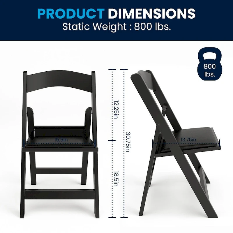 Lightweight Resin Folding Chairs with Vinyl Seats (Set of 4)