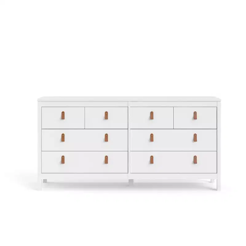 6 in.H Particle Board Horizontal Dresser with 8 Drawers in White Finish