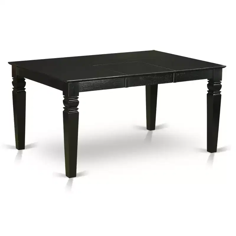 HomeStock Belmont 5Pc Rectangle 42/60 Inch Kitchen Table With 18 In Self Storing Butterfly Leaf And Four Parson Chair With Black Leg