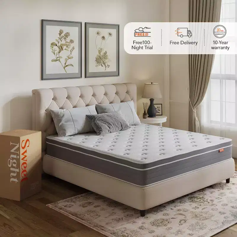 Sweetnight 10/12 inch Cooling Gel Memory Foam Mattress Hybrid Mattress,Medium Firm and Pillow top
