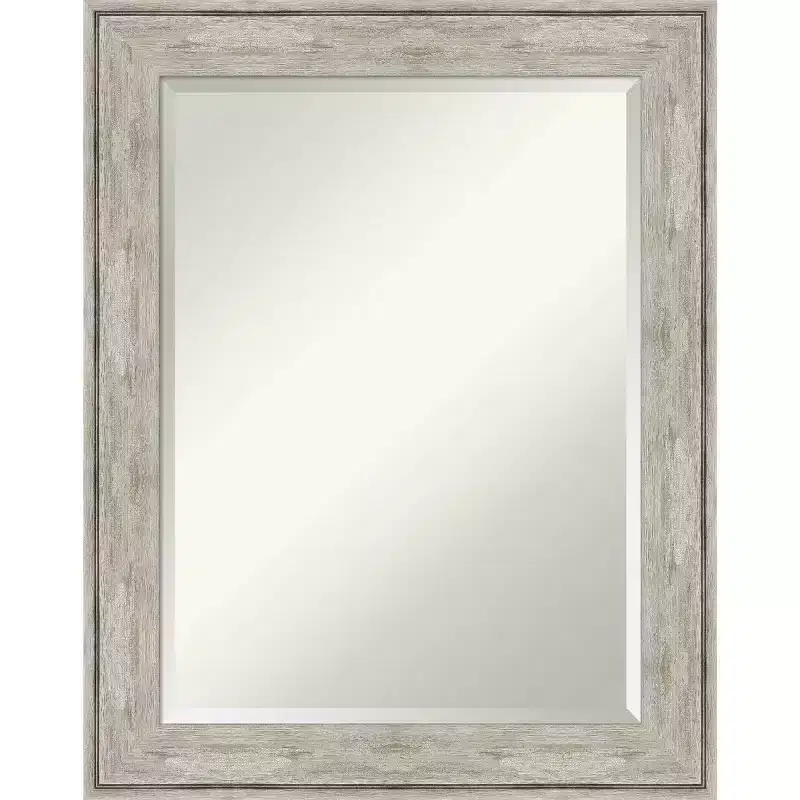 23" x 29" Crackled Metallic Framed Wall Mirror Silver