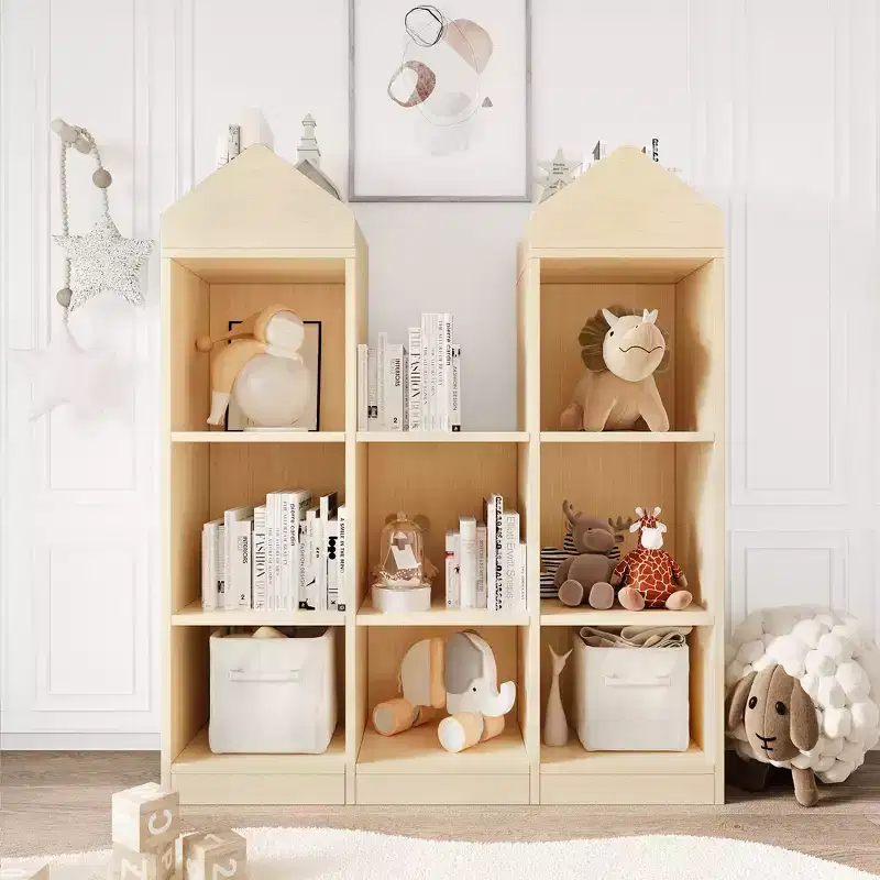 8-Cubby Kids Bookshelf Wooden Toy Storage Organizer Bookcase Toddlers Playhouse Cabinet Shelf for Kids Toy Shelf for Playroom, Nursery, Kids Room