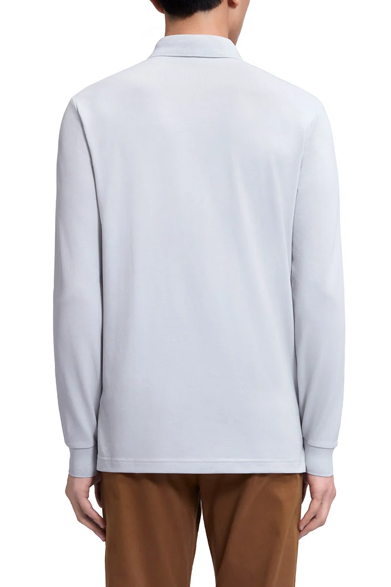 Pique Long Sleeve Polo | Light Grey