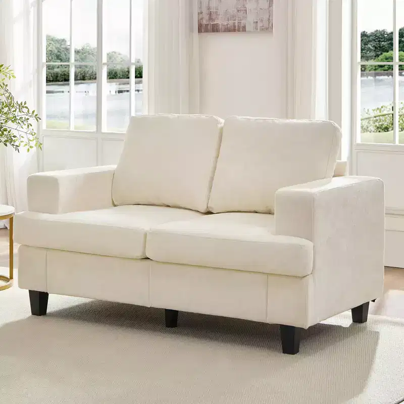 Mjkone 56 Width Loveseat Sectional Sofa,Chenille Fabric Cloud Sleeper Comfy Upholstered 2-Seater Couches