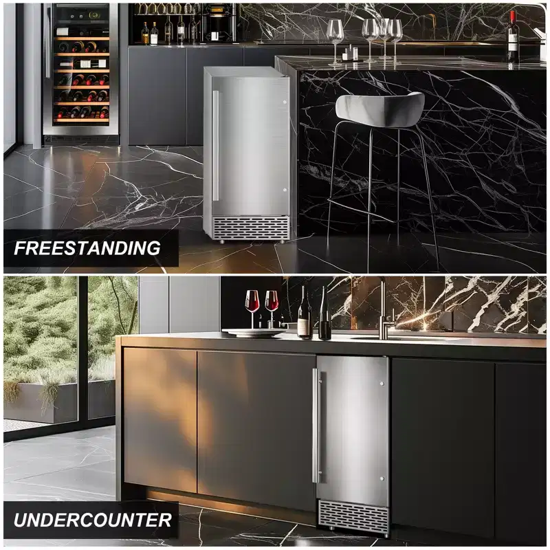 Denjol Commercial Ice Maker (15-Inch, 120 lb/24H Full Cubes) - Freestanding/Built-in Design