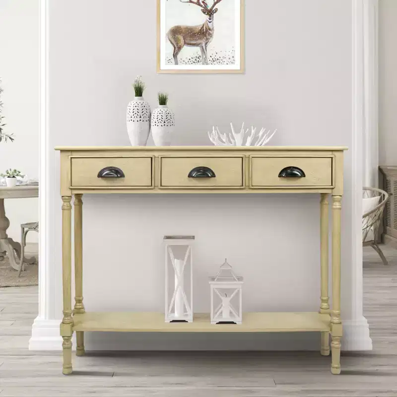 Console Table with 3 Drawers, 39.5