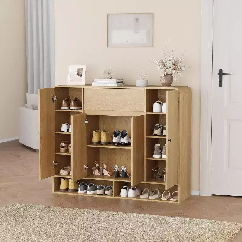 Acekool 47 Inch Shoe Storage Cabinet with 4 Doors 1 Drawer Narrow Entryway Organizer for Hallway & Living Room
