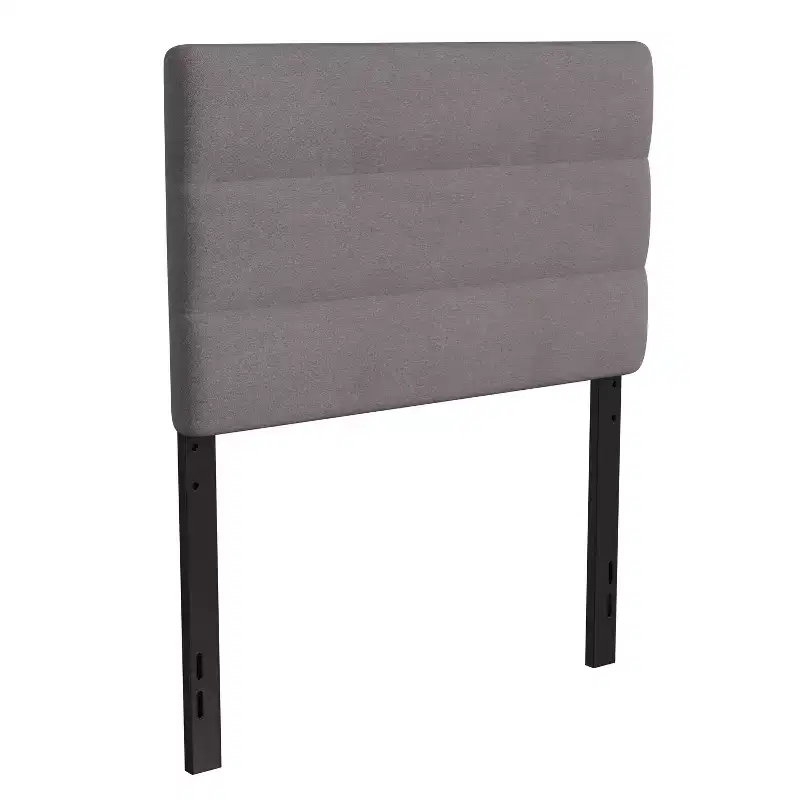 Upholstered Headboard with Horizontal Line Stitching and Adjustable Height Rails