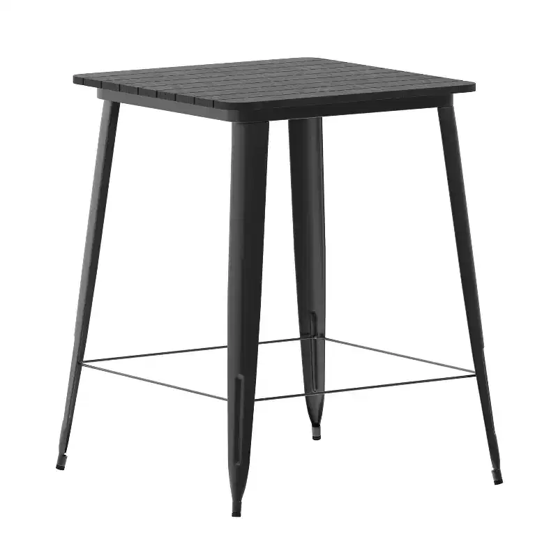 Merrick Lane Indoor/Outdoor Bar Top Table, 31.5 Square All Weather Poly Resin Top with Steel base