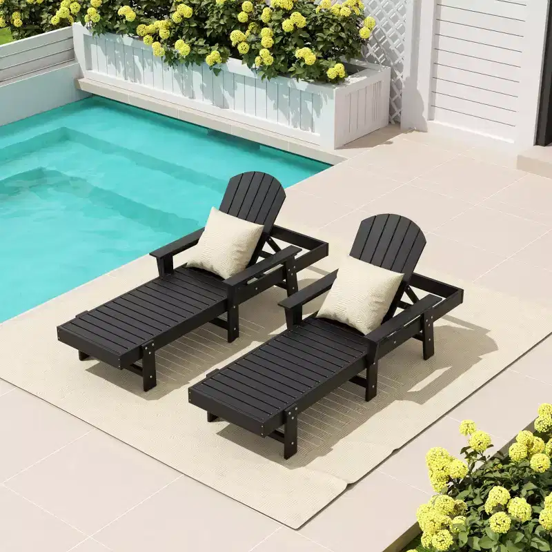 WestinTrends Dylan 2 Piece Adirondack Poly Reclining Chaise Lounge With Arms