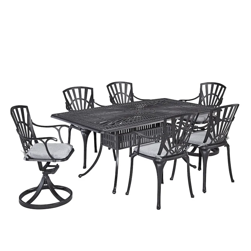 Grenada Charcoal Aluminum 7 Piece Outdoor Dining Set - 72 x 29 x 42