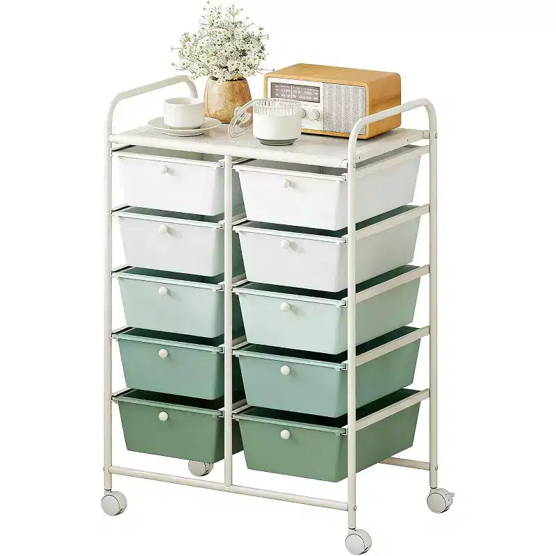 10-Drawer Storage Cart Utility Rolling Trolley Kitchen Office Organizer