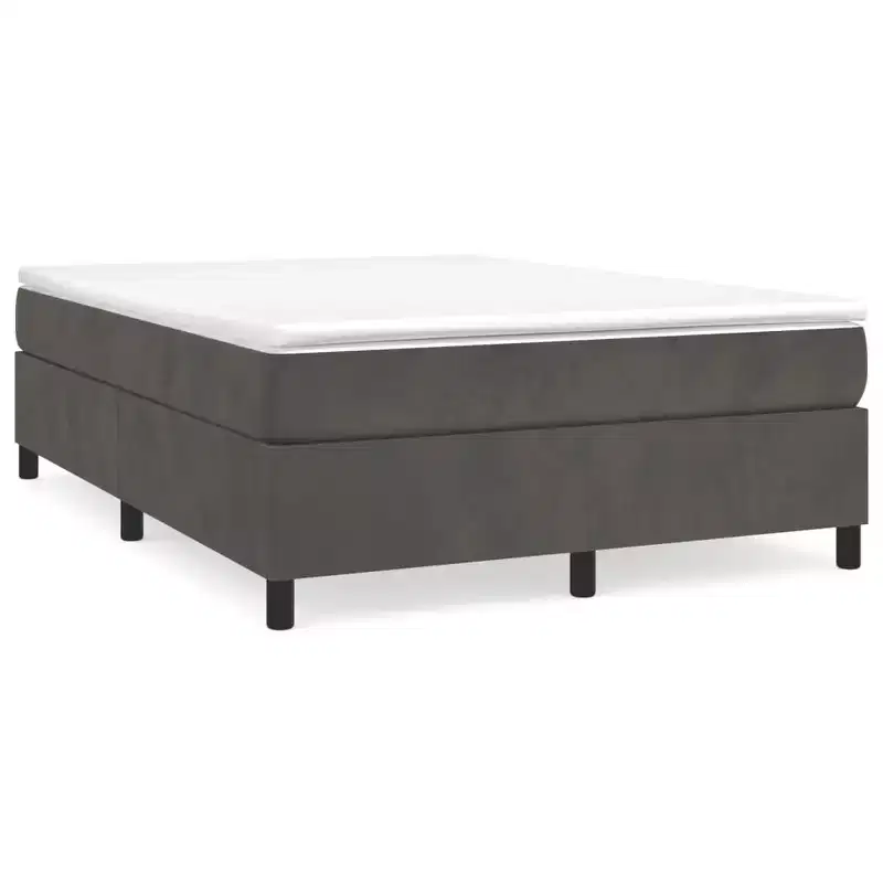 Bed Frame Dark grey Velvet, plywood, engineered wood Queen Modern