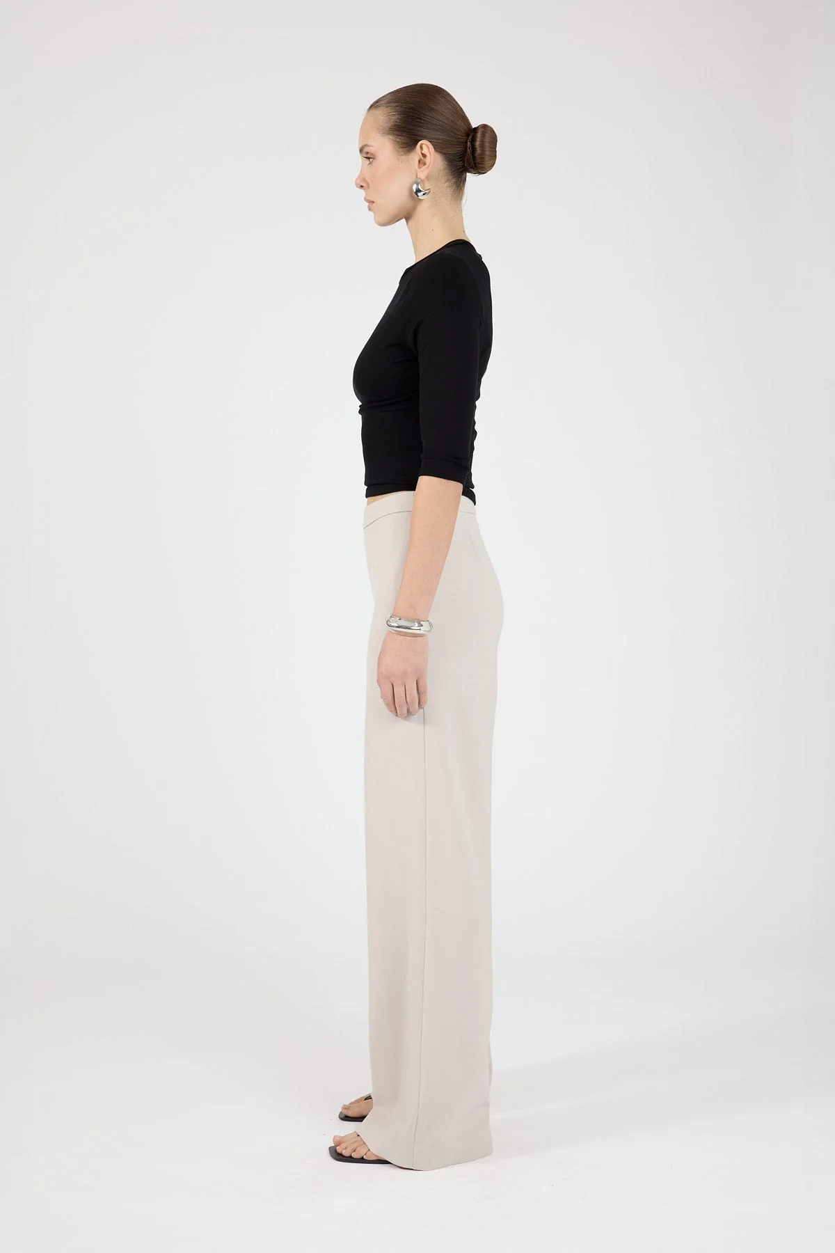 High Rise Pants Stone White