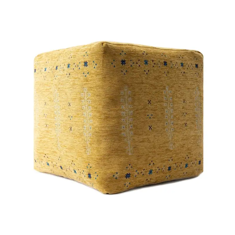 HomeRoots 18 Yellow Abstract Pouf Ottoman
