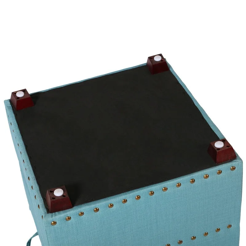 Adeco Fabric Square Ottoman with Tray