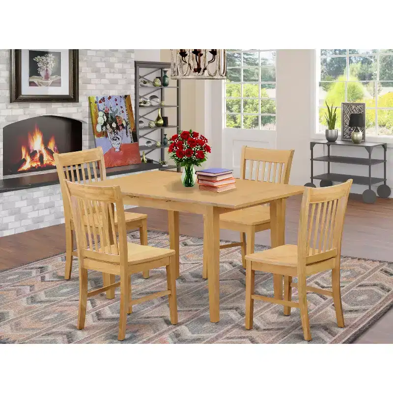 HomeStock Dinette Set Table With Leaf And Dining Chairs