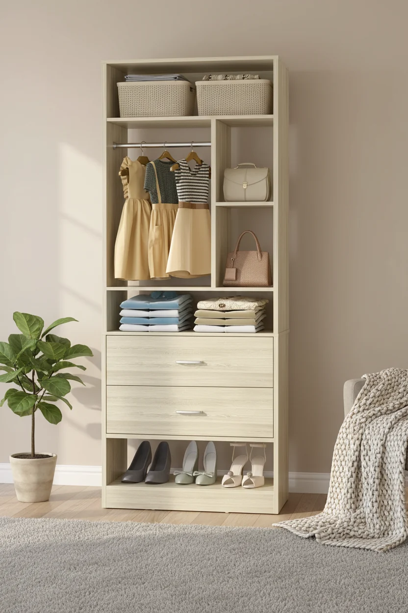 Closet System with 2 Wood Drawers