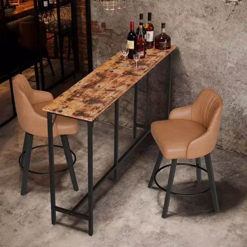 Karl Home 63'' Counter Height Bar Dining Table with Metal Frame , Pub Sofa Table for Kitchen and Living Room