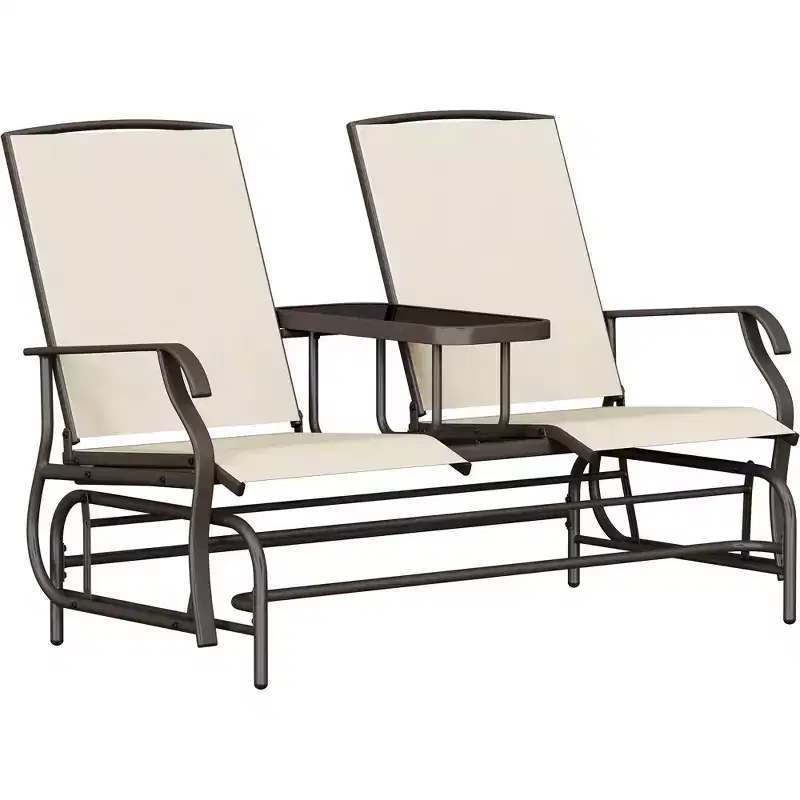 Yaheetech 2-Seater Glider Bench w/Table for Outdoor, Glider Rocker for Porch/Patio