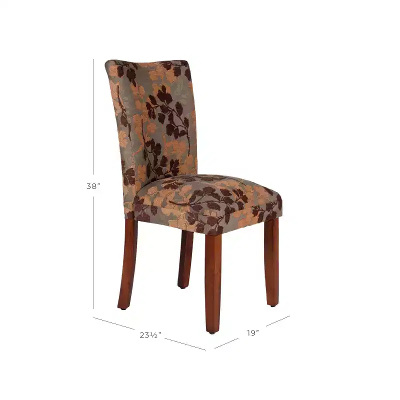 Brown Floral Jacquard Parsons Dining Chair, Armless High Back, Seats 1