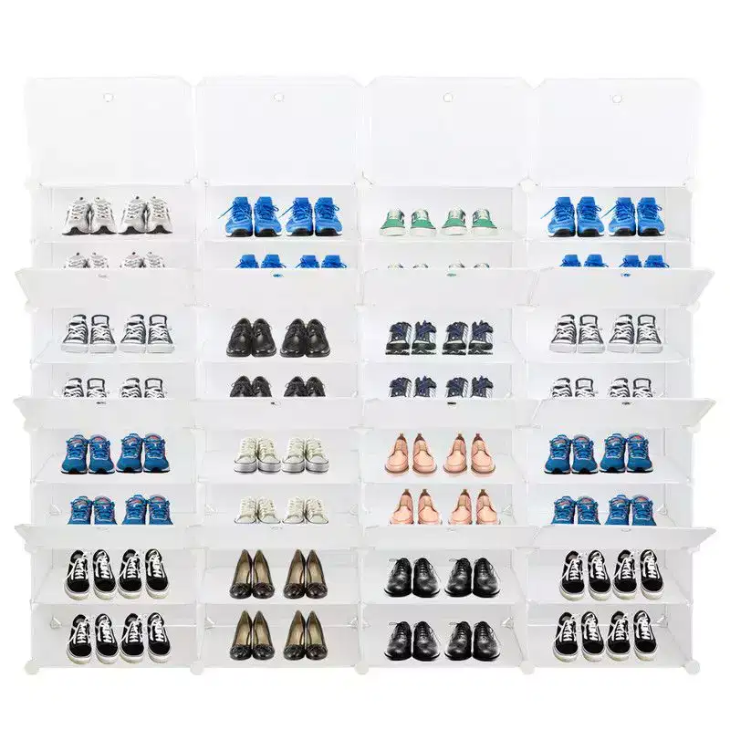 Karl Home 32 Cubby DIY Modular Shoe Cabinet Plastic Shoe Organizer White