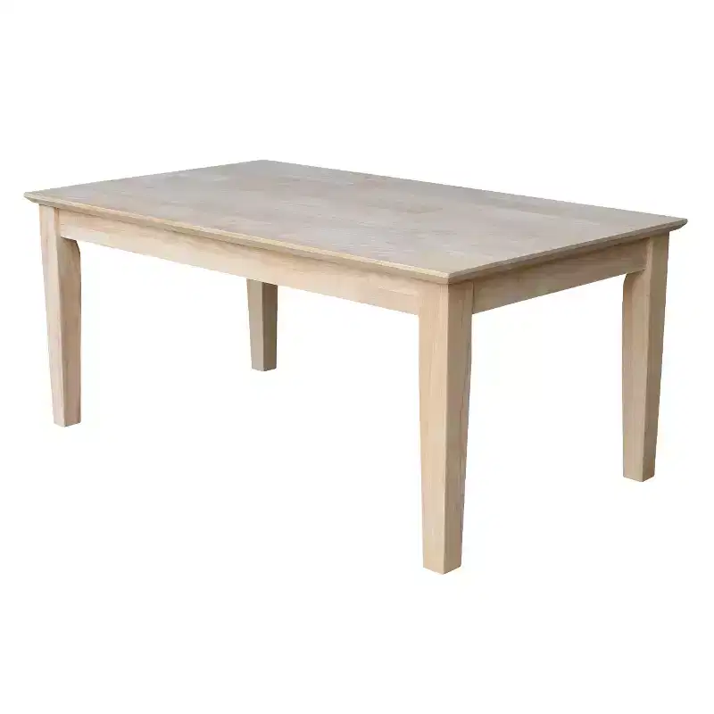 Tall Coffee Table - Solid Parawood, Farmhouse Style, Unfinished Wood