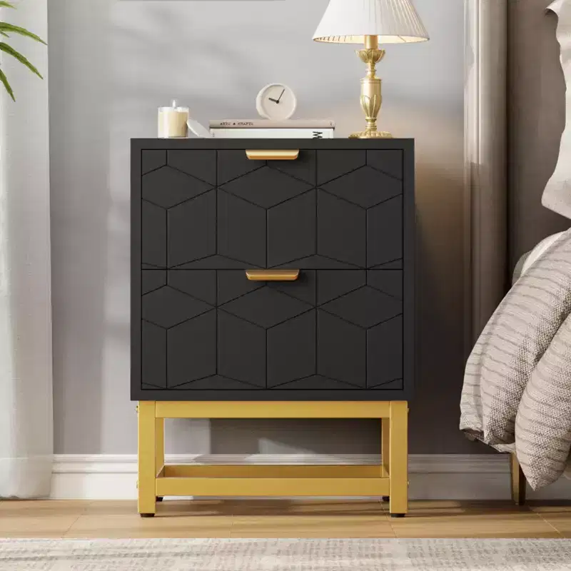 Coolmee 2 Drawer Dresser, Small Dresser Chest of Drawers, Modern Nightstand for Bedroom, End Table with Drawer for Living Room, Hallway, Entryway
