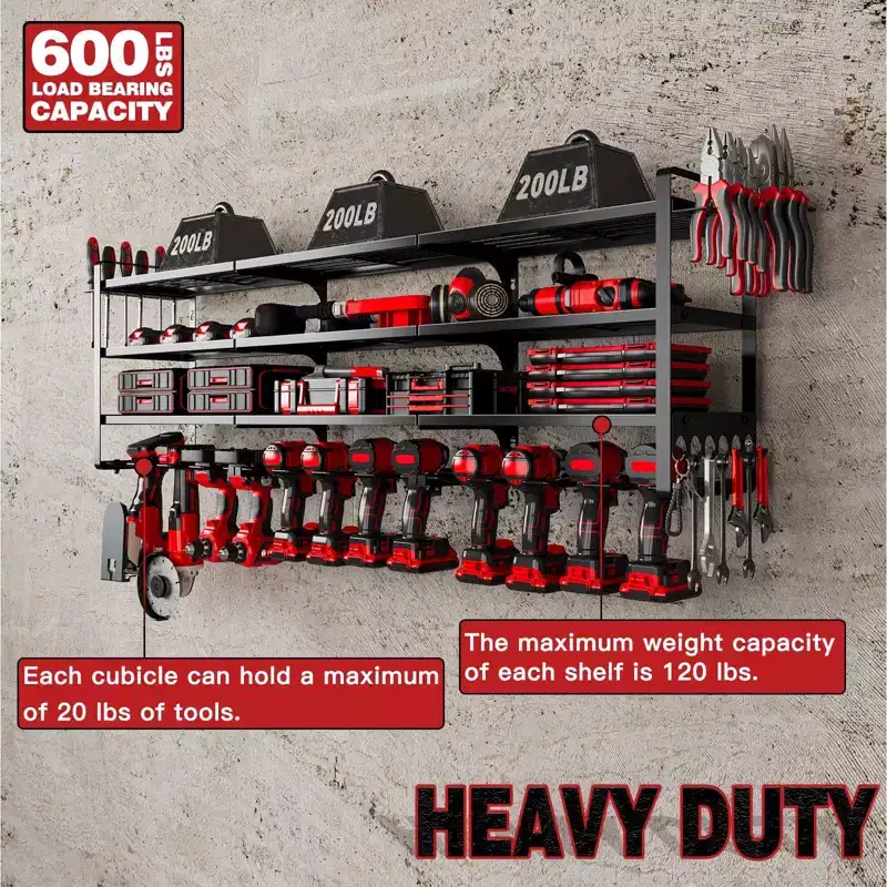 Hausource 4-Tier Large Power Tool Organizer - 12 Drill Holder, Workshop Storage Rack