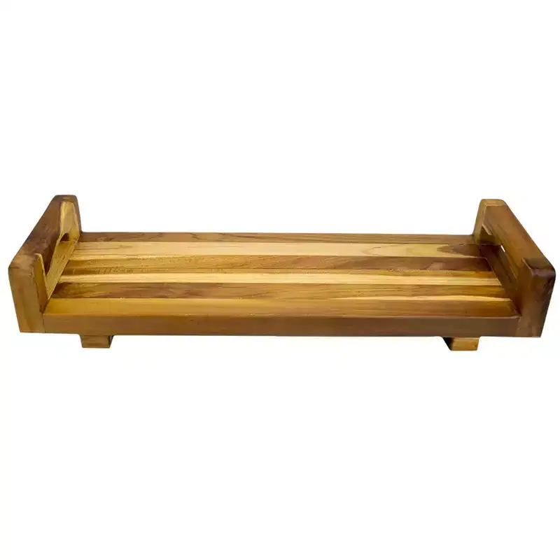 29W Natural Teak Bath Tray and Seat with Handles
