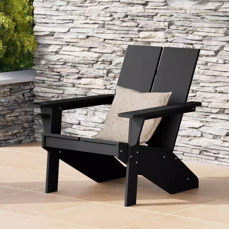 WestinTrends Riviera Outdoor HDPE Modern Adirondack Chair with Cup Holder, White