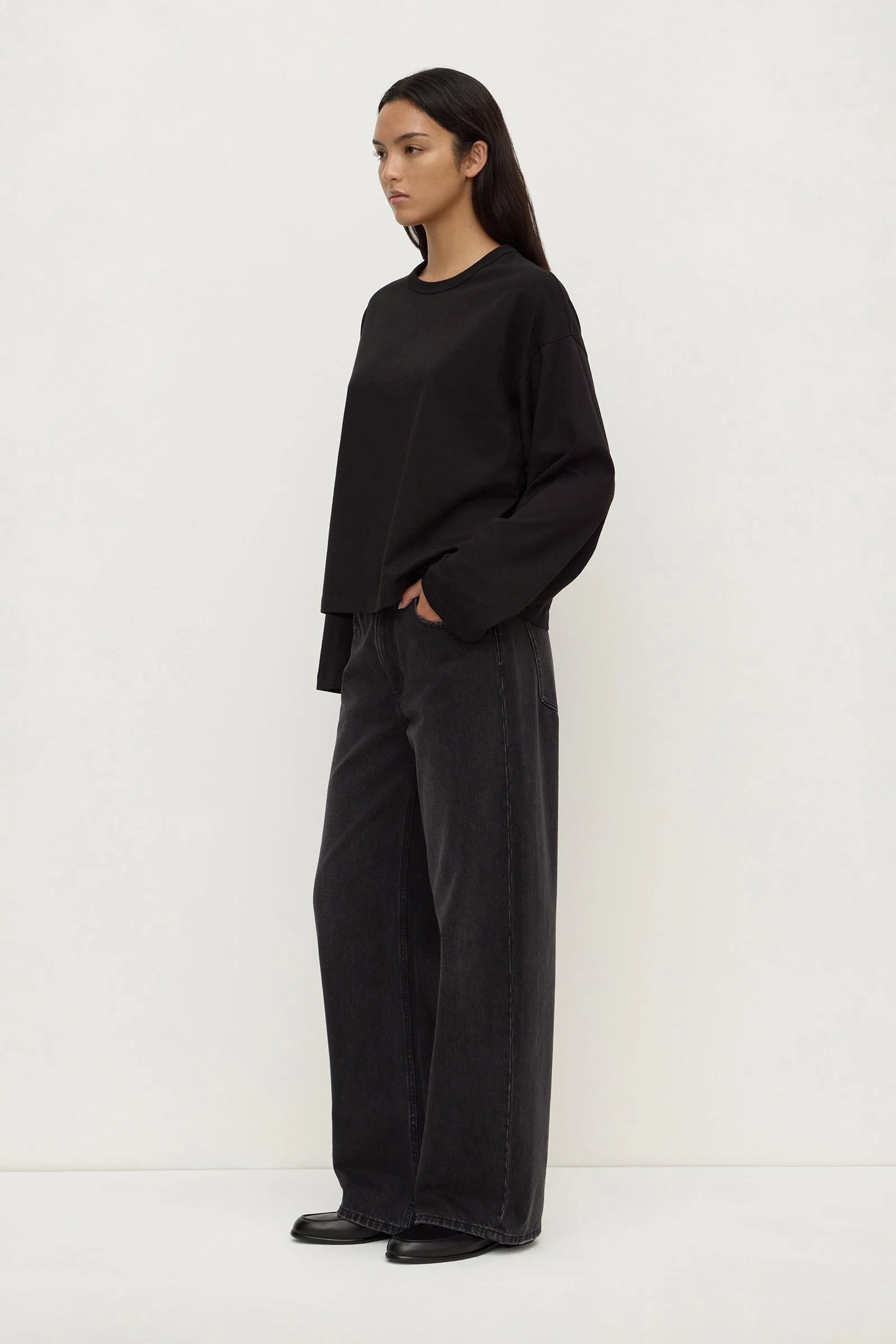 Black Wide Sleeve Cotton Tee