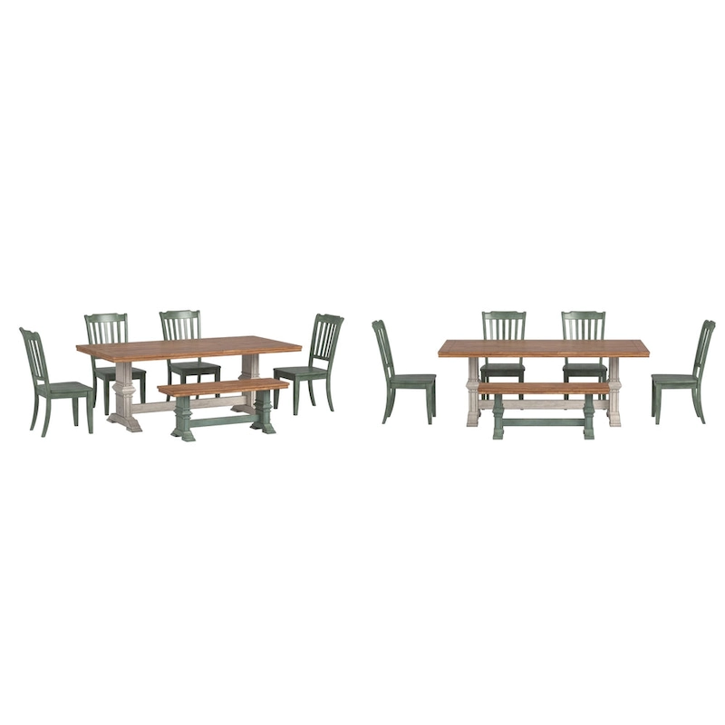 Ronda 78 Rectangular Solid Wood Top Dining Set with Spindle Back Chairs