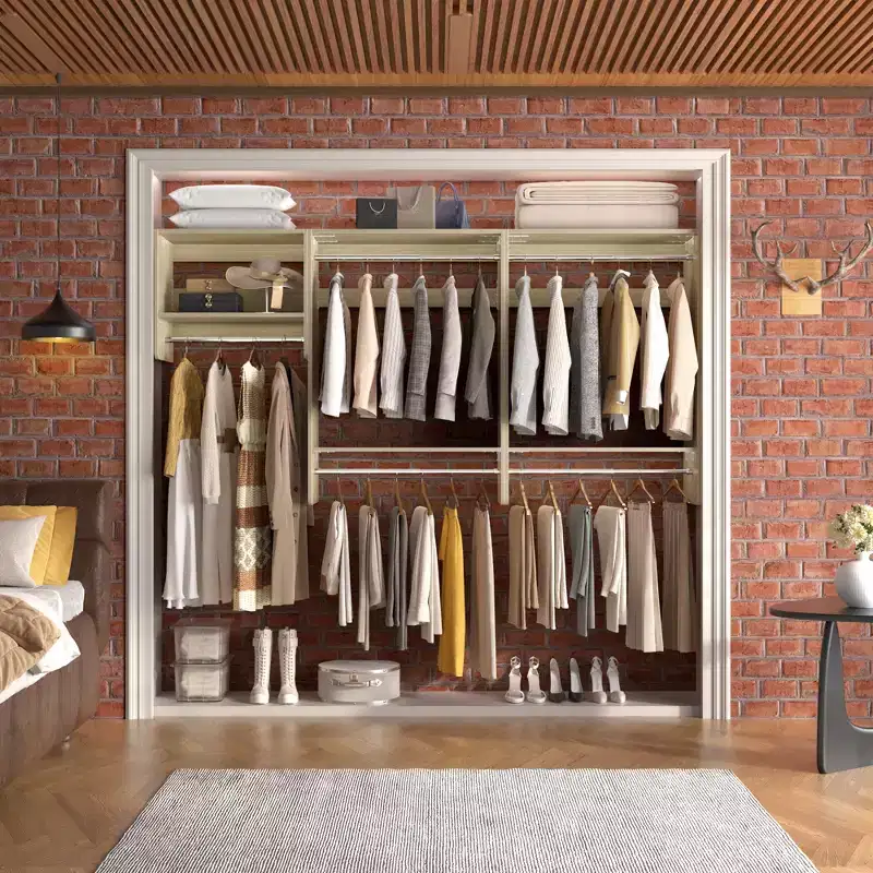 95 Closet Organizer with 5 Hanging Rods, Wall Mounted Clothes Hanging Rack for Organization