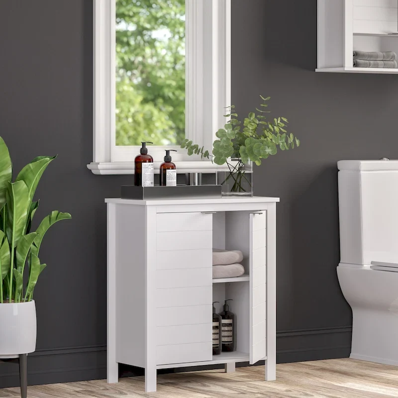 Two-Door Bathroom & Laundry Storage Cabinet with Adjustable Shelf