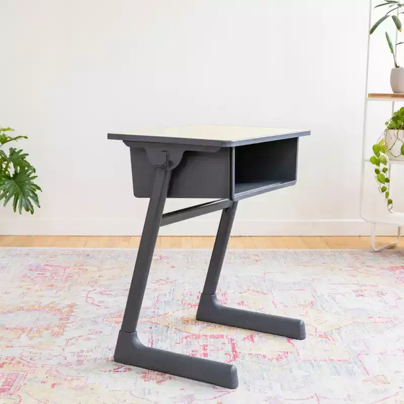 Cave Open Front Student Desk with Plastic Book Box – Maple/Black